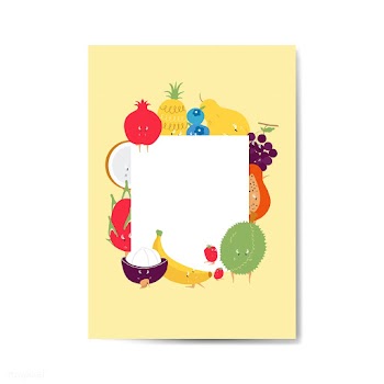 Tropical funny fruits cartoon character frame.. | Free stock vector - 538647