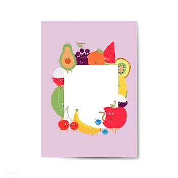Tropical funny fruits cartoon character frame.. | Free stock vector - 538711
