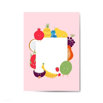 Tropical funny fruits cartoon character frame.. | Free stock vector - 538720