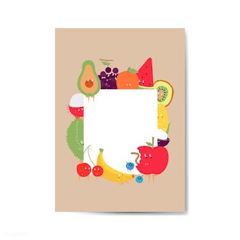 Tropical funny fruits cartoon character frame.. | Free stock vector - 538727
