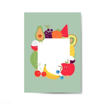 Tropical funny fruits cartoon character frame.. | Free stock vector - 538756