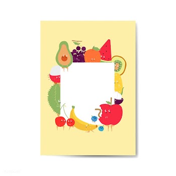 Tropical funny fruits cartoon character frame.. | Free stock vector - 538760