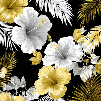 Tropical Hibiscus and Palm Vector Design