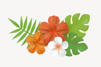 Tropical hibiscus collage element, 3D | Free PSD - rawpixel