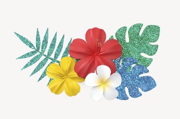Tropical hibiscus collage element, 3D | Free PSD - rawpixel