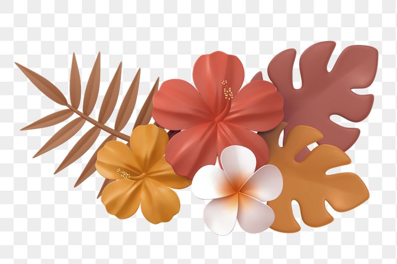 Tropical hibiscus png sticker, 3D | Free PNG - rawpixel