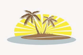 Tropical island sticker, summer illustration | Free PSD - rawpixel