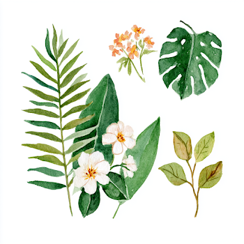 Tropical Jungle Foliage Watercolor Border
