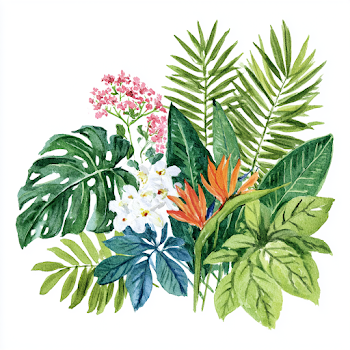Tropical Jungle Foliage Watercolor Frame