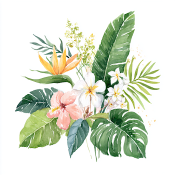Tropical Jungle Foliage Watercolor Frame