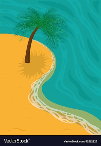 tropical landscape palm tree on sandy beach over
