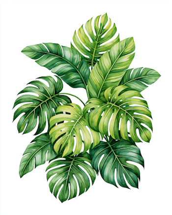 Tropical Leaf Cluster Watercolor Clipart