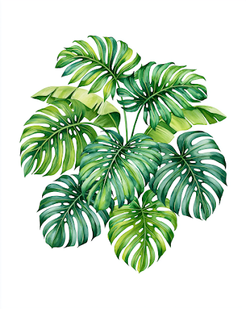 Tropical Leaf Cluster Watercolor Clipart