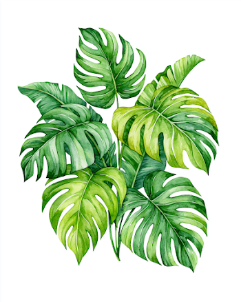 Tropical Leaf Cluster Watercolor Clipart