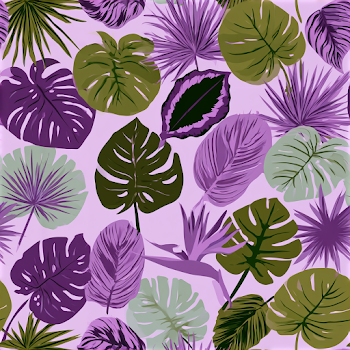 Tropical Leaf Pattern on Lavender Background