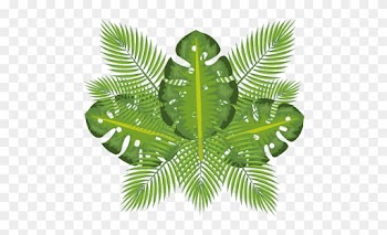 Tropical Leafs Pattern Background - Vector Graphics