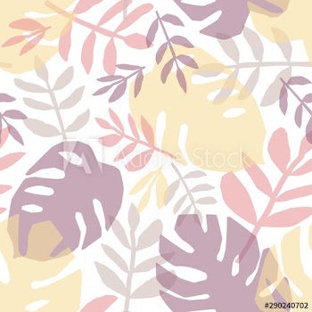 Tropical leaves hand drawn vector seamless pattern