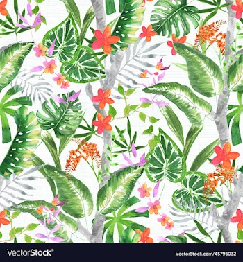 tropical leaves pink flower with simple background