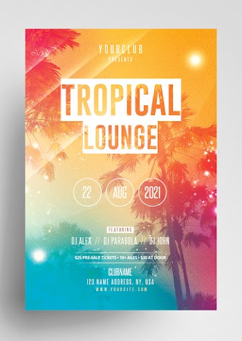 Tropical Lounge Free Summer PSD Flyer