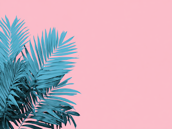 Tropical Palm Leaves on Pink Background