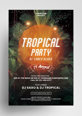 Tropical Party DJ Free PSD Flyer Template