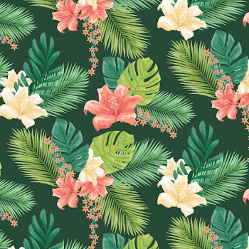 Free: Vibrant Tropical Floral Pattern on Royal Blue - nohat.cc