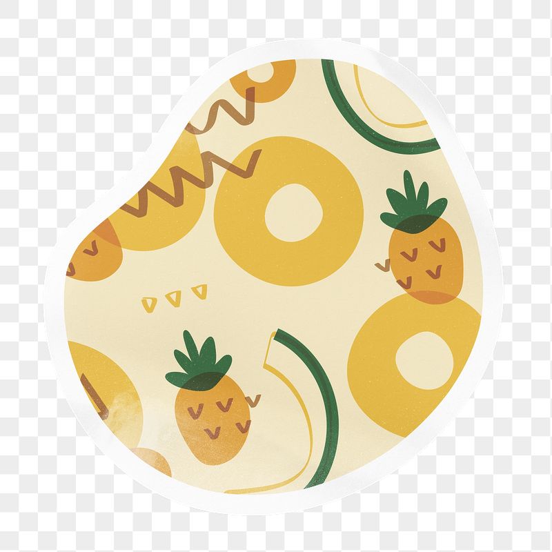 Tropical pineapple png pattern badge | Free PNG - rawpixel