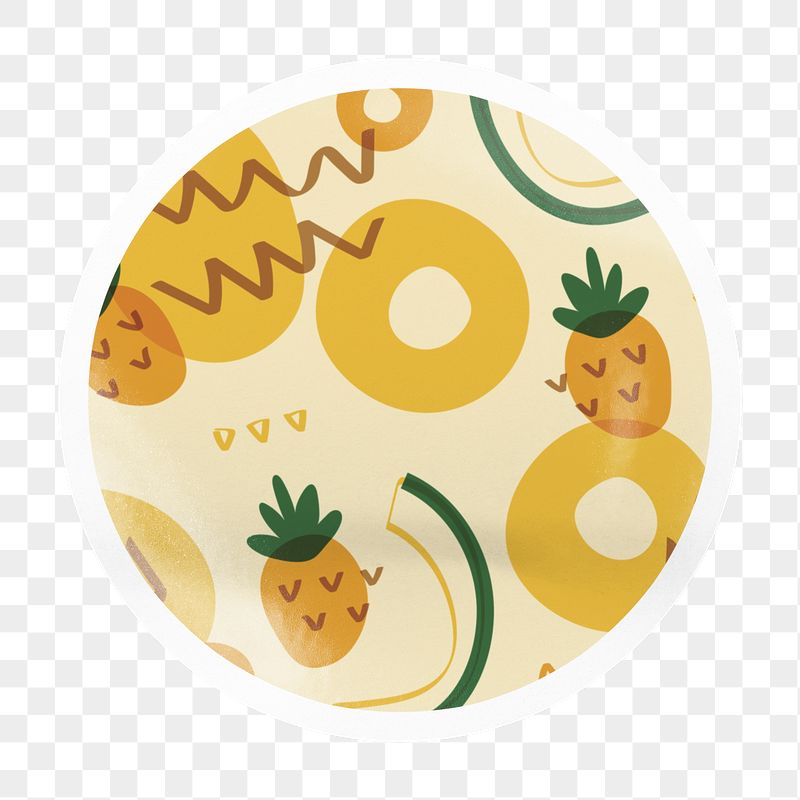 Tropical pineapple png pattern badge | Free PNG - rawpixel