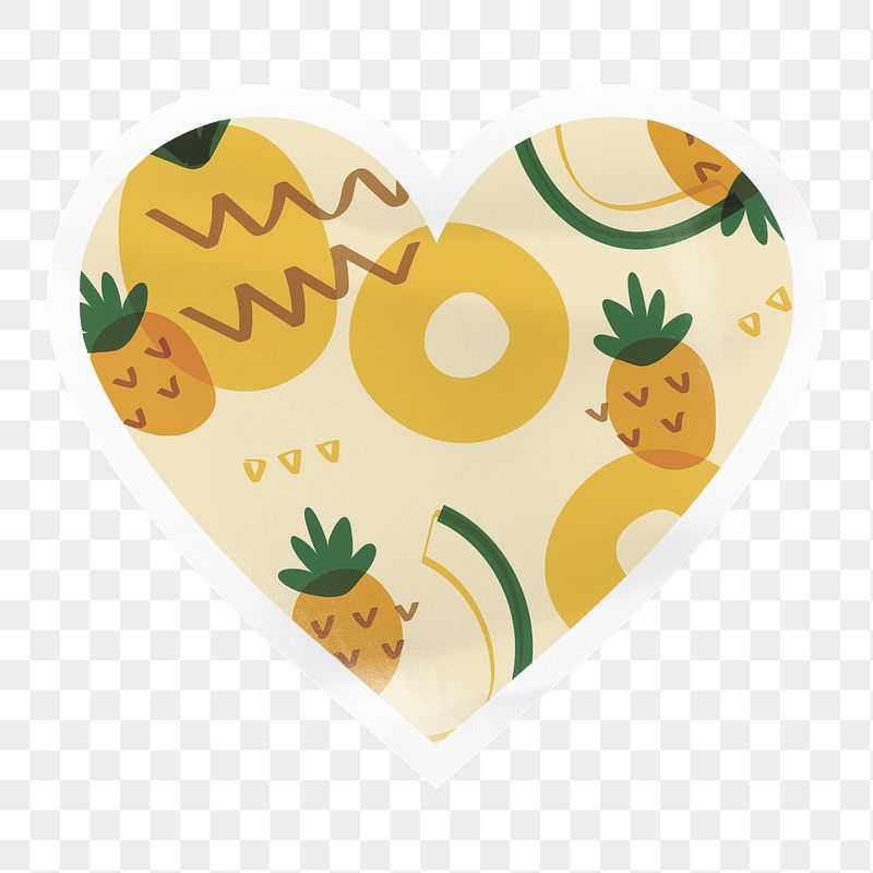 Tropical pineapple png pattern heart | Free PNG - rawpixel