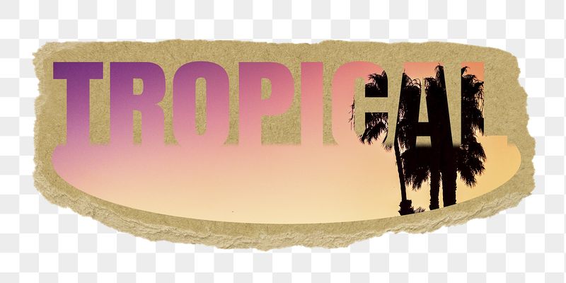 Tropical png word sticker, ripped | Free PNG - rawpixel