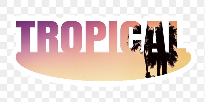 Tropical png word sticker, white | Free PNG - rawpixel