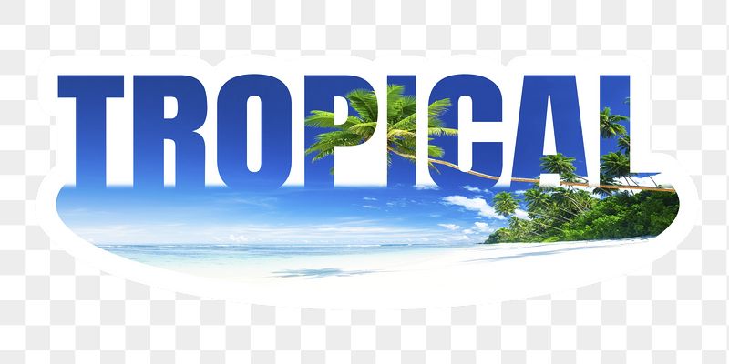Tropical png word sticker, white | Free PNG - rawpixel