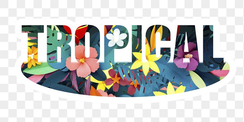 Tropical png word sticker, white | Free PNG - rawpixel