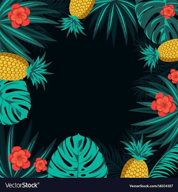 Tropical poster with tropical leaves flowers and vector image