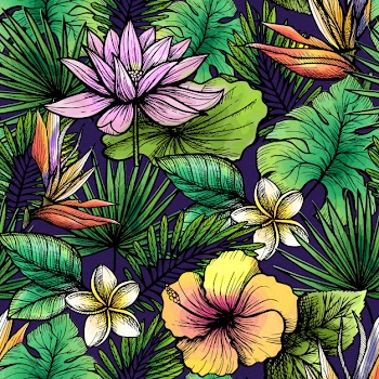 Tropical seamless pattern Free Vector