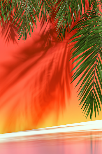 Tropical Summer Backdrop with Palm Leaves