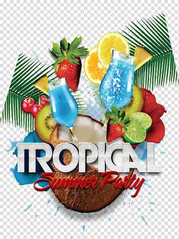 Tropical Summer Party logo, Tropics , tropical fruit transparent background PNG clipart