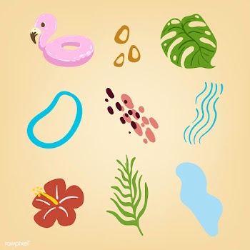 Tropical summer sticker collection design resource vector  | Free  vector - 2349007