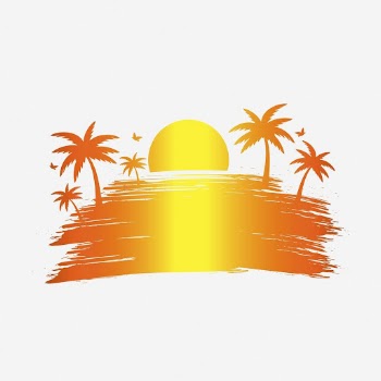 Tropical sunset clipart illustration. Free | Free Photo - rawpixel