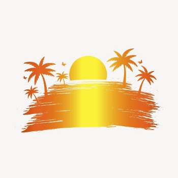 Tropical sunset clipart, illustration vector. | Free Vector - rawpixel