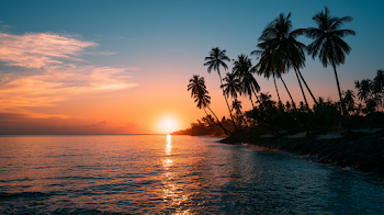 Tropical Sunset Over Calm Ocean