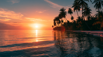 Tropical Sunset Over Calm Ocean