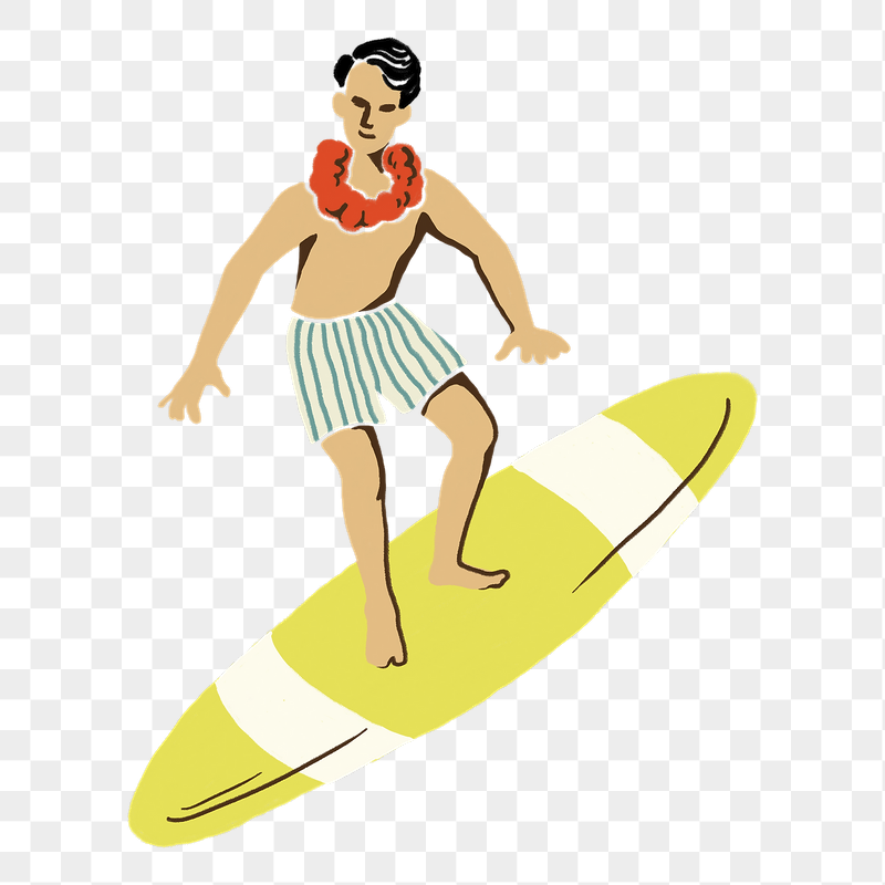 Tropical surfing man png sticker, | Free PNG Illustration - rawpixel