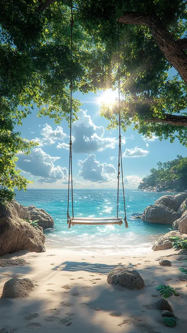 Tropical Swing on a Scenic Beach Tropical Swing on a Scenic Beach