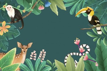 Tropical wildlife background, animal illustration | Free Photo Illustration - rawpixel