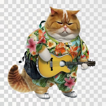 Tropicalpunk fat cat - PNG transparent