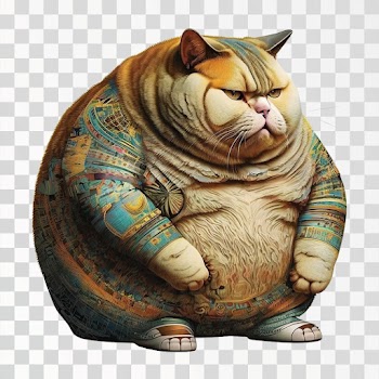 Tropicalpunk fat cat - PNG transparent