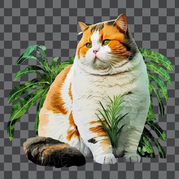 Tropicalpunk fat cat - PNG transparent