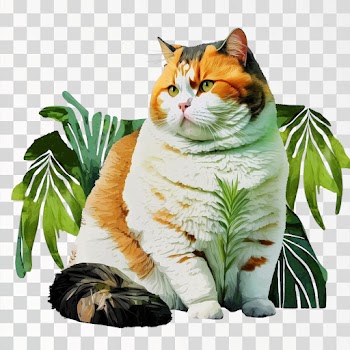 Tropicalpunk fat cat - PNG transparent