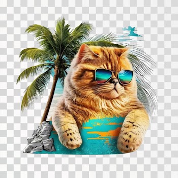 Tropicalpunk fat cat - PNG transparent